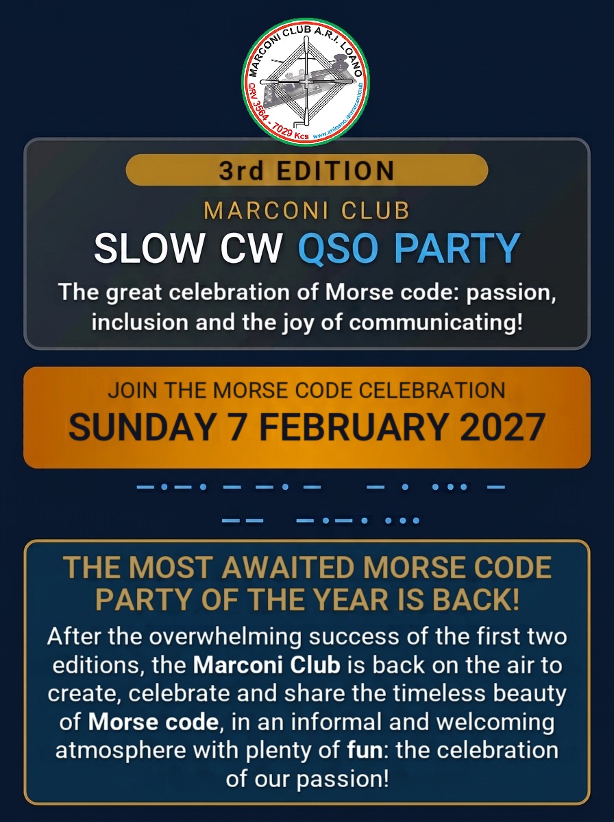 Marconi Club Slow CW QSO Party - Sunday 7 February 2027